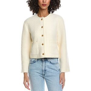 Reveriee Womens Joe Wool-Blend Cropped Jacket, White
